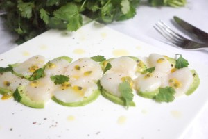 recette noël-carpaccio saint jacques exotique 