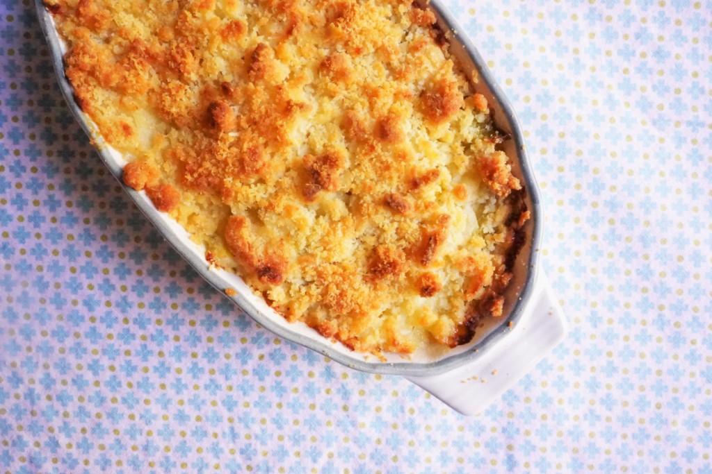 crumble de poireaux au parmesan toque et tablier