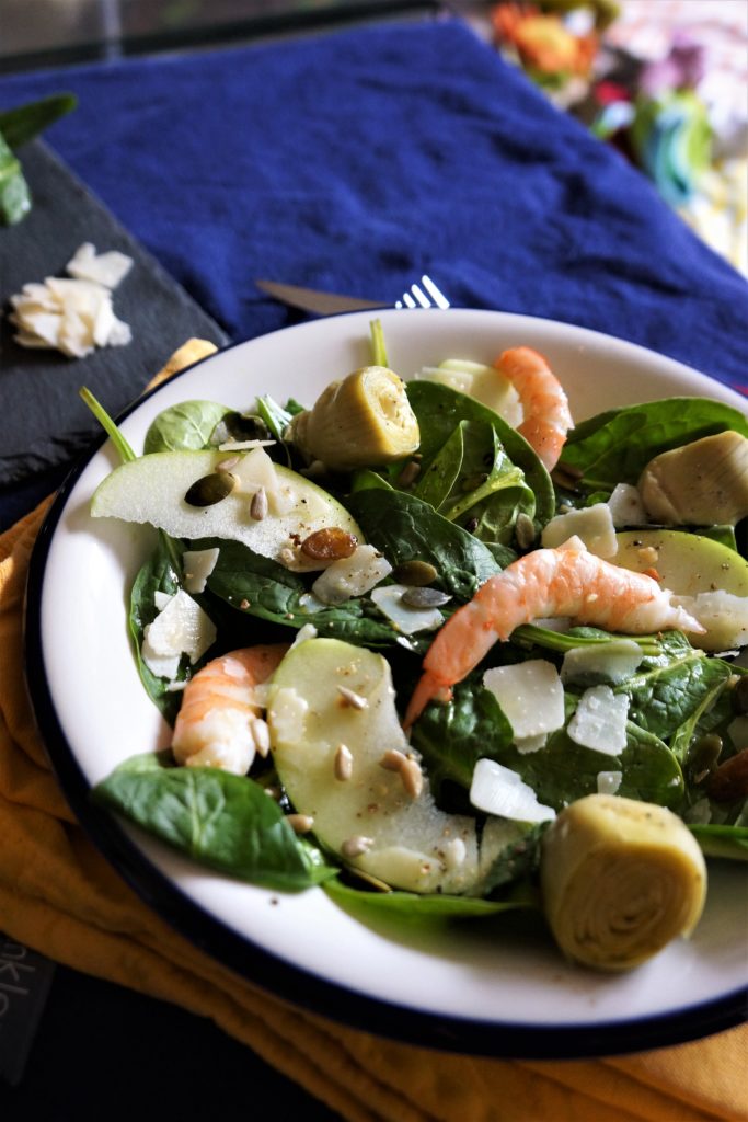 salade pousses epinard crevettes toque et tablier 