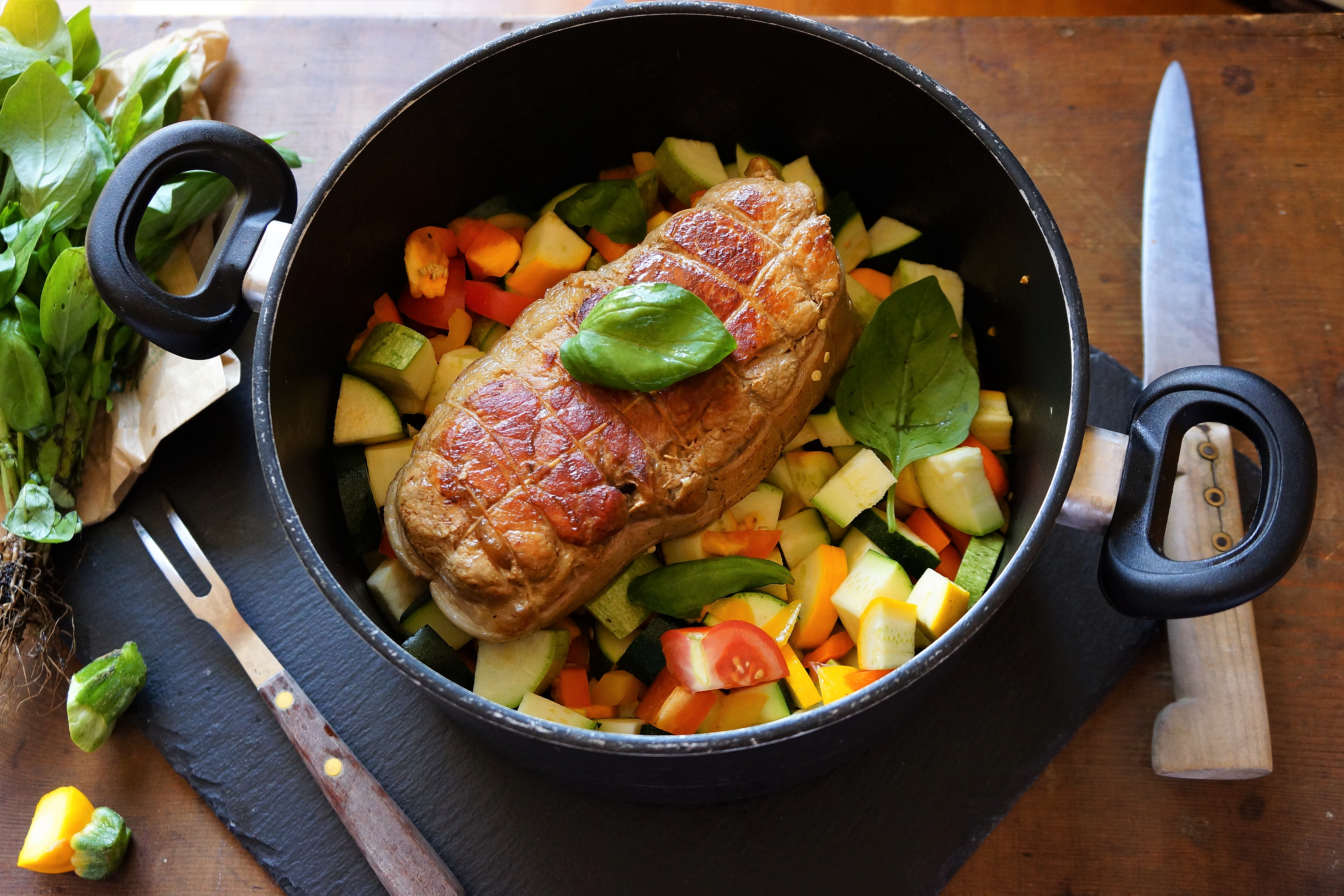 roti de veau legumes soleil toque et tablier