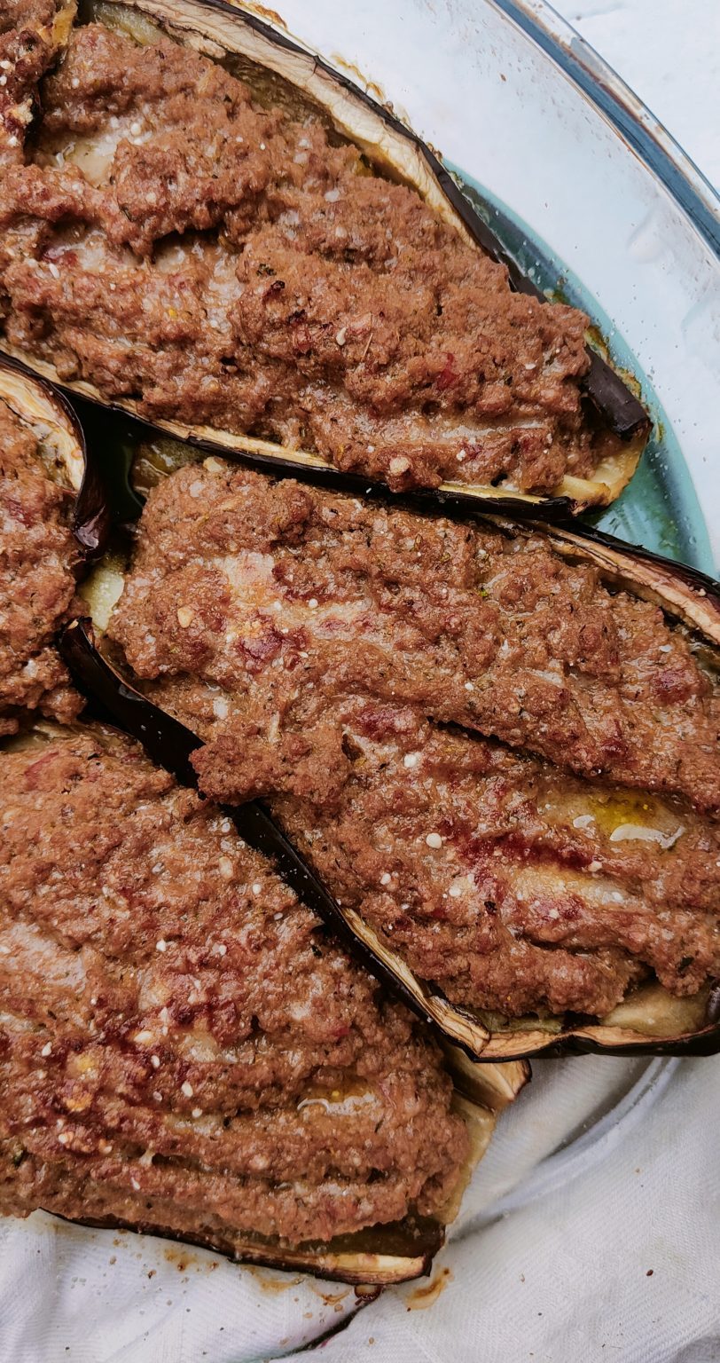 Aubergines farcies façon bolognaise